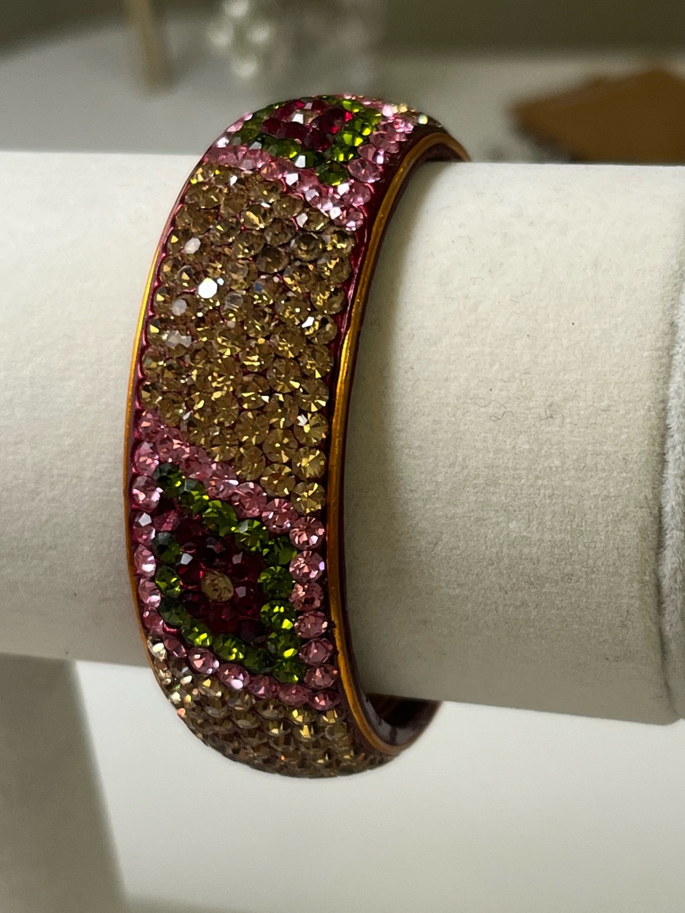 Multi Color Rhinestone Bangle Size 2.2 - Picture 3 of 4